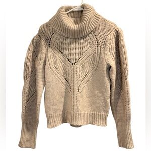 Ophelia Roe Cozy Cable Knit Turtleneck Sweater in Tan Color Size: Small